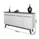 Ver imagem 4 de Aparador Buffet Opala com 4 Portas tampo MDF Branco/Cinamomo Sala de Jantar