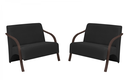 Ver imagem 1 de Kit 2 Poltronas Namoradeira 2 Lugares Vênus D Salla Suede Braço Madeira Preto