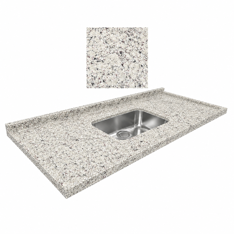 Pia de Cozinha Granito 1,20m com Cuba Inox Acabamento Polido:Granito