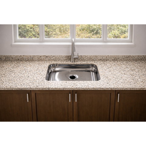 Pia de Cozinha Granito 1,20m com Cuba Inox Acabamento Polido:granito