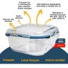 Kit 2 Potes Vidro Hermético Trava Mais Quadrado 800ml - 3