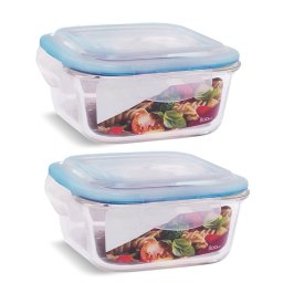 Kit 2 Potes Vidro Hermético Trava Mais Quadrado 800ml - 1