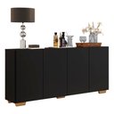 Ver imagem 1 de Aparador Buffet Multimóveis Veneza 4 Portas FG3557 Preto/Natural