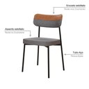Ver imagem 3 de Cadeira Mynna Fixa C/4 Pes 525 X 470 X 790 Mm C/4 Un. Crt.cinza/courino Caramelo Crt.cinza/courino