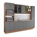 Ver imagem 2 de Cozinha Milla Sienna 13 Portas 3 Gavetas MDF-MDP 310cm Cinza com Nogal Móveis Carraro