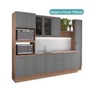 Ver imagem 7 de Cozinha Milla Sienna 13 Portas 3 Gavetas MDF-MDP 310cm Cinza com Nogal Móveis Carraro