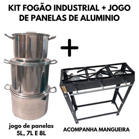 Kit Fogão Industrial + Kit Panelas Alumínio