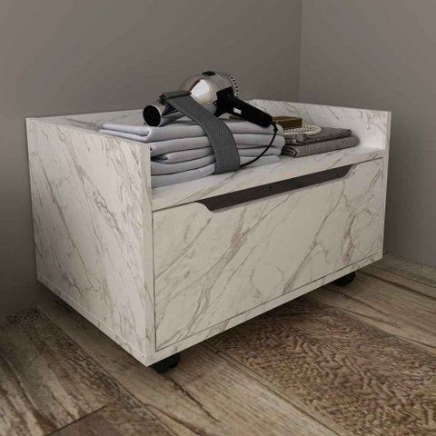 Balcão Gabinete com 1 Gavetas e Rodízios 60cm Bn3647 Tecnomobili 2023 Móvel na Caixa Mármore Branco