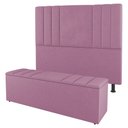 Ver imagem 1 de Kit Cabeceira e Baú Cama Box Solteiro Grace 90cm Suede Rosa - Desk Design