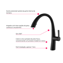 Ver imagem 5 de Torneira Monocomando Preta Ducha Extensível Spray Chuveirinho Luxo Cozinha Área Gourmet In68