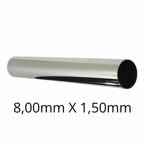 Tubo Inox - 08,00mm X 1,50mm - Polido - 304/l - C/c - 90 Cm