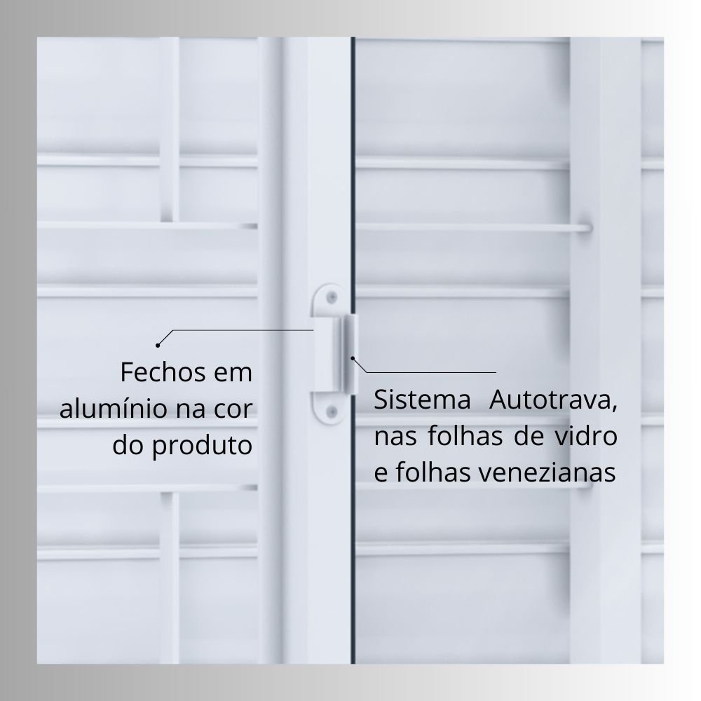 Janela de Aço Veneziana 100x200cm 6 Folhas com Grade Quadrada Facilita Lucasa  - 7