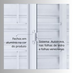 Janela de Aço Veneziana 100x200cm 6 Folhas com Grade Quadrada Facilita Lucasa  - 7