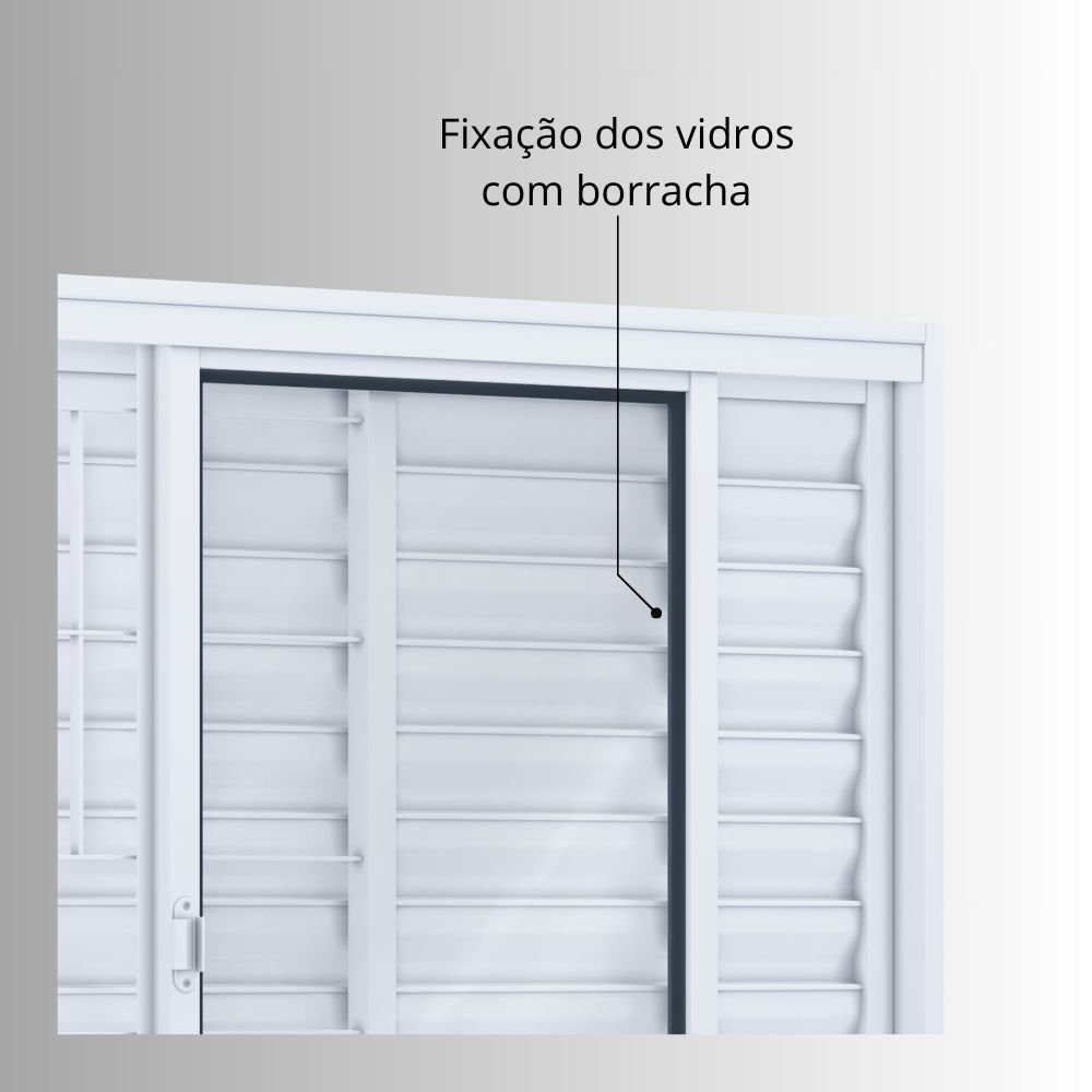 Janela de Aço Veneziana 100x200cm 6 Folhas com Grade Quadrada Facilita Lucasa  - 6
