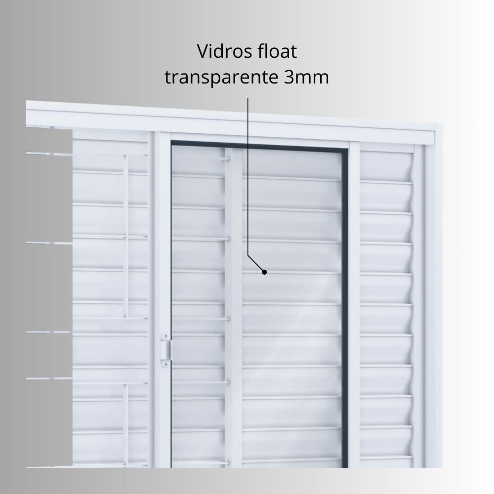 Janela de Aço Veneziana 100x200cm 6 Folhas com Grade Quadrada Facilita Lucasa  - 5