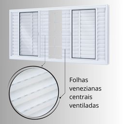 Janela de Aço Veneziana 100x200cm 6 Folhas com Grade Quadrada Facilita Lucasa  - 8