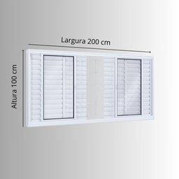 Janela de Aço Veneziana 100x200cm 6 Folhas com Grade Quadrada Facilita Lucasa  - 9