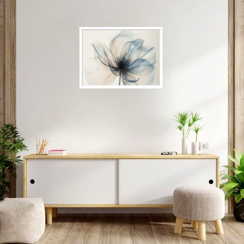 Quadro Decorativo Flor Translúcida - 50x70cm:moldura Branca