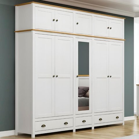 Guarda Roupa Casal 221cm 10 Portas 3 Gavetas Lázio Branco/freijó F07 - Mpozenato