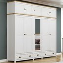 Ver imagem 1 de Guarda Roupa Casal 221cm 10 Portas 3 Gavetas Lázio Branco/freijó F07 - Mpozenato