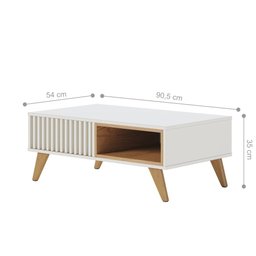 Conjunto Rack para TV e Mesa de Centro Isabel Off-White Freijo - 5