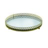 Bandeja Metal Com Espelho Redonda Arch Border Dourada Pequena 20x20x3cm 44355 - 1