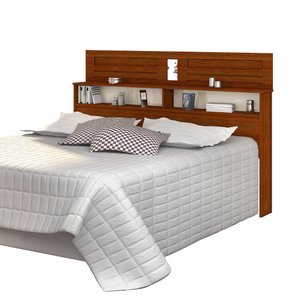 Cabeceira Dubai Mdf Cores Diversas Design Moderno Prateleiras:queen/canela