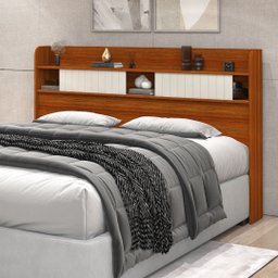 Cabeceira Dubai Mdf Cores Diversas Design Moderno Prateleiras:queen/canela - 2