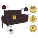 Ver imagem 6 de Kit 02 Poltronas + Namoradeira Pé Metal Preto Recepção Sala Cor:cinza
