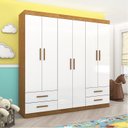 Ver imagem 1 de Guarda-Roupa 6 Portas 4 Gavetas Infantil Perola Branco/Cinamomo