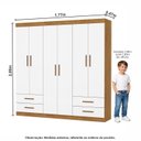 Ver imagem 5 de Guarda-Roupa 6 Portas 4 Gavetas Infantil Perola Branco/Cinamomo