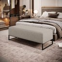 Ver imagem 1 de Puff Decorativo Sala de Estar Bali W01 Base Ferro 120x50 cm Linho Bege - Lyam Decor