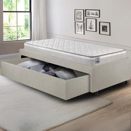 Base Box Cama Solteiro Sapateira Corino Colchão Hanover - 3
