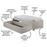 Base Box Cama Solteiro Sapateira Courino Linho Areia e Colchão Hanover Inducol 88x188 - 5
