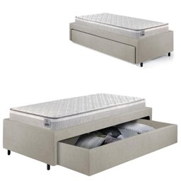 Base Box Cama Solteiro Sapateira Corino Colchão Hanover - 1