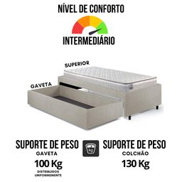 Base Box Cama Solteiro Sapateira Corino Colchão Hanover - 8