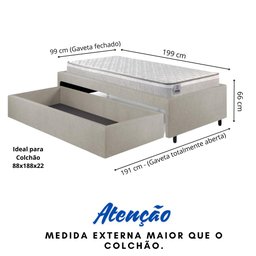 Base Box Cama Solteiro Sapateira Corino Colchão Hanover - 2