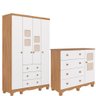 Quarto de Bebê Completo Guarda Roupas 4 Portas Cômoda 1 Porta 4 Gavetas 100% Mdf Telinha - 3