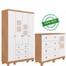 Quarto de Bebê Completo Guarda Roupas 4 Portas Cômoda 1 Porta 4 Gavetas 100% Mdf Telinha - 2