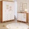 Quarto de Bebê Completo Guarda Roupas 4 Portas Cômoda 1 Porta 4 Gavetas 100% Mdf Telinha - 1