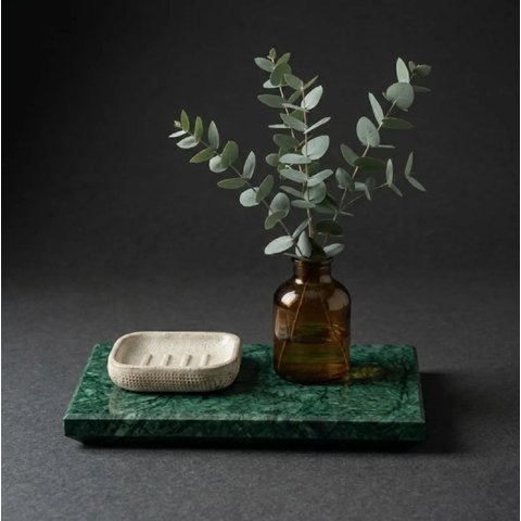 Bandeja Decorativa Lavabo 25x12cm Verde Guatemala Mármore Verde