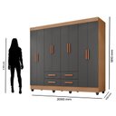 Ver imagem 2 de Guarda Roupa Casal Porto 8 Portas Nature Cinza – Móveis Leão