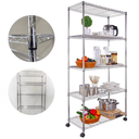 Ver imagem 1 de Estante de Aço Cromado Inox Multiuso Reforçado Aramado com 5 Prateleiras Ajustáveis Estilo Industria