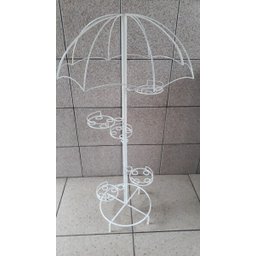 Suporte Para 5 Vasos em forma de Guarda chuva com Pedestal Branco - 3