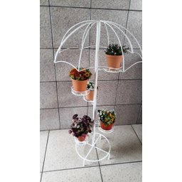 Suporte Para 5 Vasos em forma de Guarda chuva com Pedestal Branco - 1