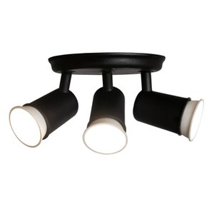 Spot Sobrepor Direcionável Articulado 3 Gu10 Mr16 Dicroica Cor:preto
