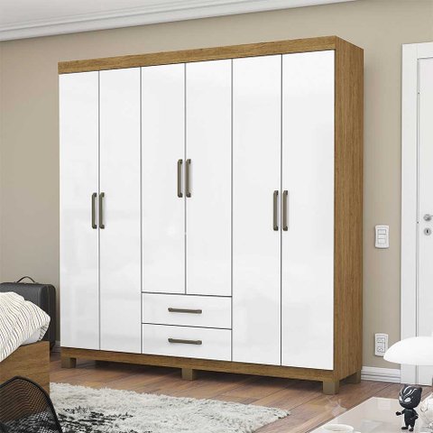 Guarda Roupa Casal A22 6 Portas 2 Gavetas Carioca Móveis