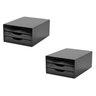 Conj. 2 Caixas Arquivos Gaveteiro Em MDF Black Piano Com 3 Gavetas Black 3362 Souza - 2