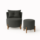 Ver imagem 1 de Kit Poltrona e Puff Luna Decorativa Curvo Orgânico Boucle Montanaris Decor