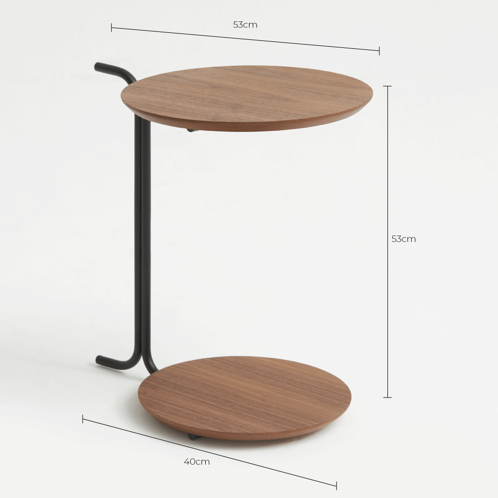 Mesa de Apoio Bongô - Tampo Nogueira Natural - Base Aço Carbono - 6